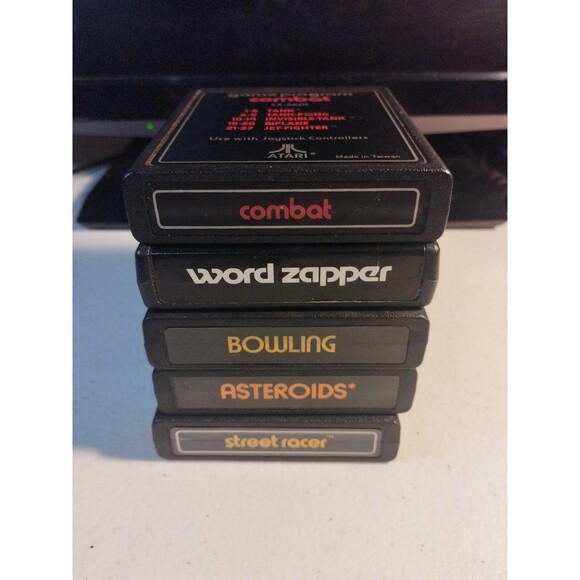 Atari 2600 Lot Of 5 Games - Tested & Work - Asteroids, Word Zapper, Bowling - Picture 2 of 3